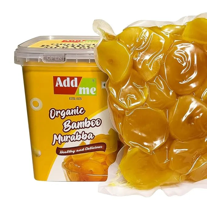 Add me Organic Bamboo Murabba packaging with yellow fruit pieces on a white background