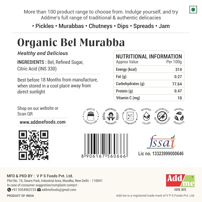 Add Me Foods: Back of a food product packaging with nutritional information, ingredients list, and branding details.