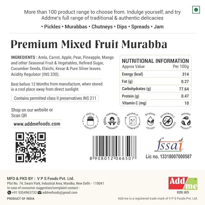 Add Me Foods: Back of a product packaging with text, nutritional information, and logos.