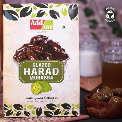 Add Me Foods: Packaging of Add Me Glazed Harad Murabba with a bowl of the product in the background.