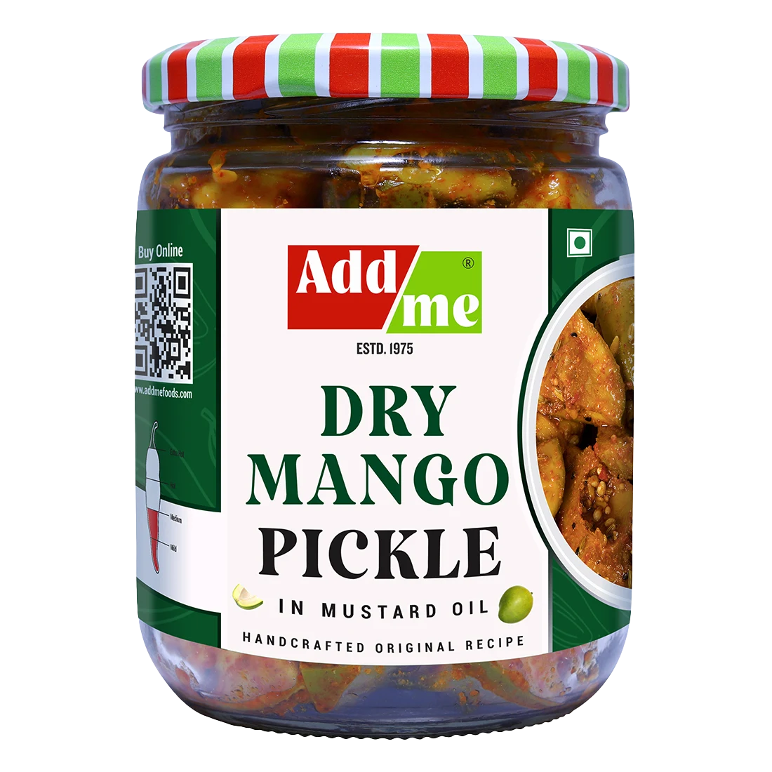 Add Me Foods dry mango pickle jar on transparent background 