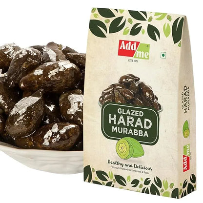 Add Me Foods: Bag of Add Me Glazed Harad Murabba with a bowl of the product on a white background