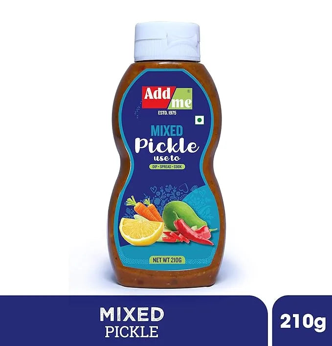 Bottle of Add Force mixed pickle on a white background
