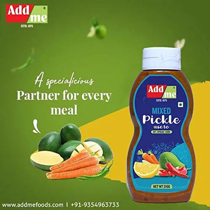 Add Me mixed pickle bottle with green background and text