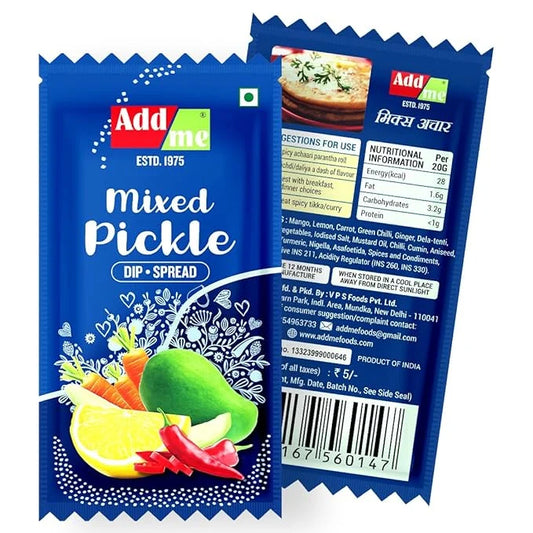 Addsome Mixed Pickle packet with front and back views on a white background