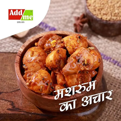 Wooden bowl of roasted chestnuts with Addme logo and text in the background