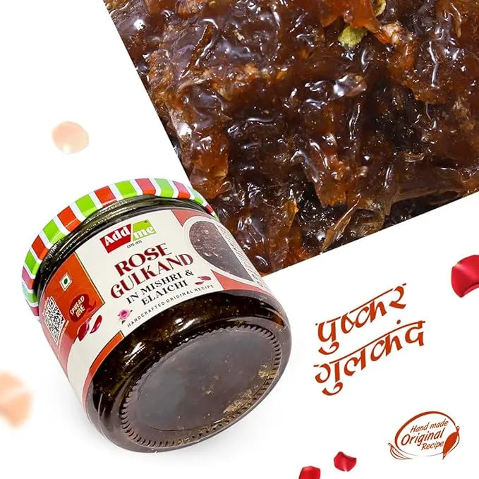 Add Me Foods: Jar of rose gulkand with a white background