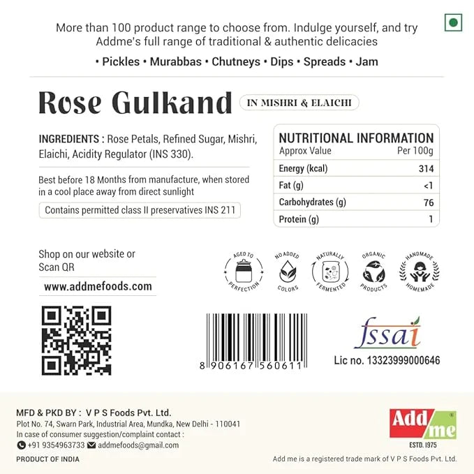 Add Me Foods: Back of a product packaging with nutritional information, ingredients list, and branding details.