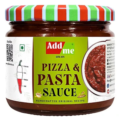 Add Me Foods: Jar of pizza and pasta sauce with a colorful lid on a white background