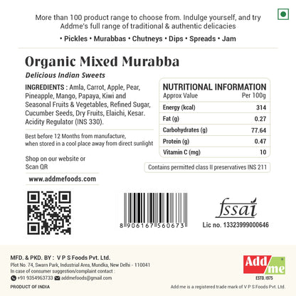 Organic Mixed Murabba lable price info