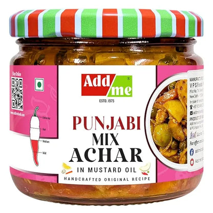 Jar of Punjabi Mix Achar with Add Me label on a white background