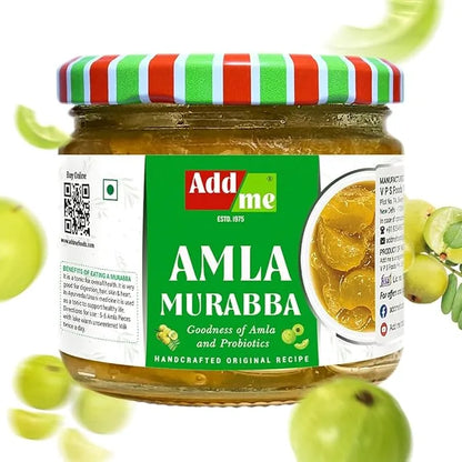 Add Me Foods: Jar of Amla Murabba with a colorful lid on a white background