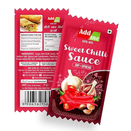 Add Me Foods: Add me Sweet Chilli Sauce packet on a white background