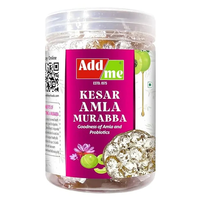 Add Me Foods: Jar of Kesar Amla Murabba with Add Me branding on a white background